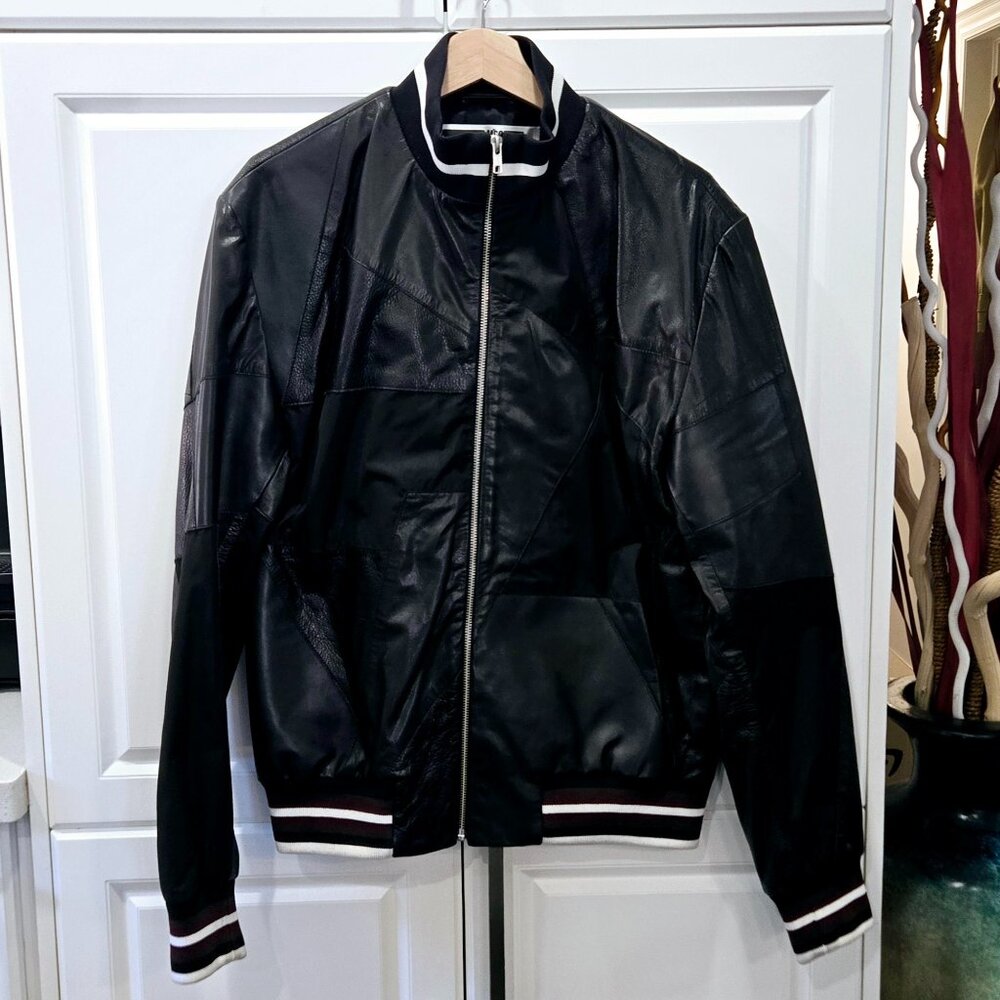 Alexander McQueen Striped Leather Zip-Up Jacket